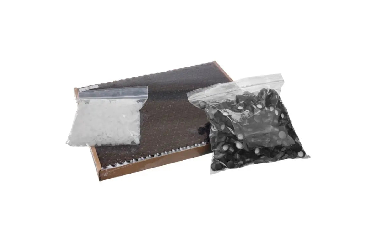 5/8 dram Amber Glass Vials Orifice Reducers and Black Caps (Flat of 495)